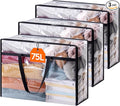 Lifewit 3 Pack Clear Clothes Storage Bags, 75L Plastic Blanket Storage Bag, Vinyl Foldable Moving Bags with Zipper, Closet Organizers and Storage Containers for Bedding, Duvet, Comforter