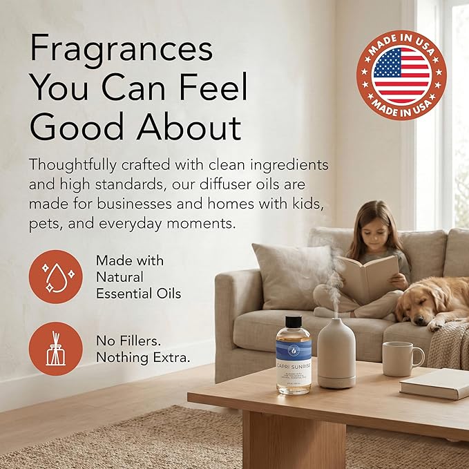 Aroma Country Capri Sunrise Diffuser Oil - Volcano Inspired - Luxury Essential Oils for Diffuser Refill & Air Freshener Room Spray, Long-Lasting, Natural Home Fragrance for Scent Machines (4 Fl oz)