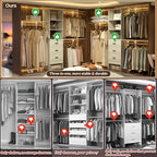 8FT Closet System, 96'' Closet Organizer System with 3 Hanging Rods, Wall Mount Bedroom Wardrobe with 3 Drawers Walk-in Closet, Adjustable Garment Rack from 5 to 8FT(Cut to Fit), White Oak