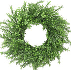 Artificial Boxwood Wreath, Spring Wreath for Front Door, Realistic Green Wreath for All Seasons Farmhouse Indoor Outdoor Home Decor (28 inches)