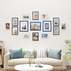 Vittanly 15 Pack Picture Frames Collage Wall Decor, Multi Sizes Including 3pcs 8x10, 6pcs 5x7 and 6pcs 4x6 Photo Frames, Gallery Frame Set for Wall or Tabletop Display, Blue, Brown and White