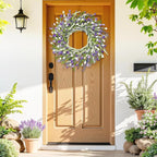 Artgar 26 Inch Spring Wreaths for Front Door, Spring Summer Lavender Paper Flower Wreaths for Home Farmhouse Windows Walls Porch Wedding Indoor Outdoor Decor for All Seasons (Purple)