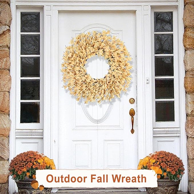 26 Inch Fall Wreaths for Front Door Outside，Realistic Autumn Wreath Outdoor，Large Halloween Thanksgiving Artificial Flowers Wreath，Fall Decorations for Home Front Porch Yard Window Farmhouse Decor