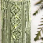 ANROYE Boho Macrame Woven Wall Hanging, Crochet Crescent Moon Star Dream Catcher with Long Tassel- Green Cotton Handmade Bohemian Home Decor Nursery Decoration Art for Kids Bedroom Dorm Room