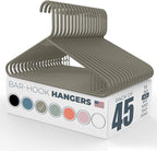 Neaties Plastic Hangers 45 Pack – Made in The USA – 6lb Capacity Standard Clothes Hangers with Strap Hooks for Dresses, Lingerie, Shirts, Pants, and Jackets – Gray