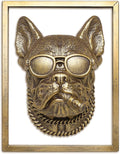 Newinhome Animal Heads Wall Decor (Includes Metal Frame) Resin Animals Sculptures Head Wall Hanging Decoration Gold vintage Wall Sculpture for Living Room Bedroom Office(Bulldog)
