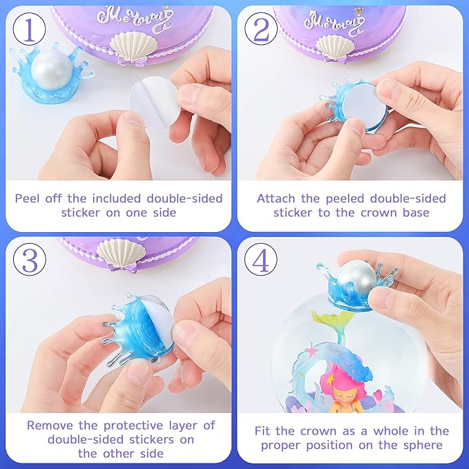 BREIS Snow Globes,100MM Mermaid Snow Globe Automatic Snowflakes with Music LED Lights,Decorate Christmas Birthday Valentines Day Gifts for Women Sister Mom Girlfriend Wife
