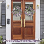 Artgar Front Door Wreath 24 Inch Spring/Summer Wreaths for Front Door, Front Door Wreaths for All Seasons for Indoor Outdoor Home Office Wall Window Wedding Farmhouse Decor (Purple)