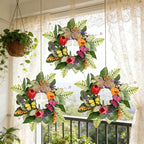 4 PCS Spring Lavender Tulips Hanging Wreaths for Kitchen Cabinets Artificial Small Floral Wreaths for Front Door with Butterfly Spring Summer Mini Wreath for Home Farmhouse Window Porch Wall Decor