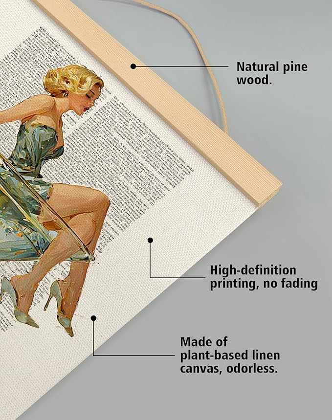 Martini Girl Wall Art, Vintage Glam Cocktail Poster, Retro Fashion Woman in Martini Glass Canvas Print, Chic Bar Lounge Wall Decor for Dining Room Kitchen or Home Office,Holiday Gift for Women 14x18.5 Inch (Begei-Woman02)
