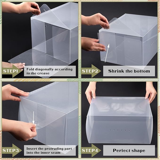 Sintuff 20 Pcs Clear Shoe Boxes Plastic Stackable Clear Shoe Storage Boxes for Women Men Ankle Boots High Heels Rooms Closet(13.8 x 9.8 x 7.1 Inches)