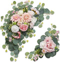 Odouzy Artificial Wedding Arch Flowers for Wedding Sign,Set of 2 for Welcome Ceremony Sign,Faux Floral Swags, Banquet and Reception Backdrop Floral Decoration (Pink)