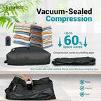 Travel Vacuum Compression Bags | Large 30L 1-Pack | Waterproof & Reusable | Space Saver Bags for Luggage | Wireless Pump Included
