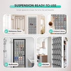 WVM Over the Door Shoe Organizer with 35 Breathable Mesh Pockets, Hanging Shoe Organizer for Door with 4 Metal Hooks, Large Capacity Closet Storage for Shoes, Accessories, Grey