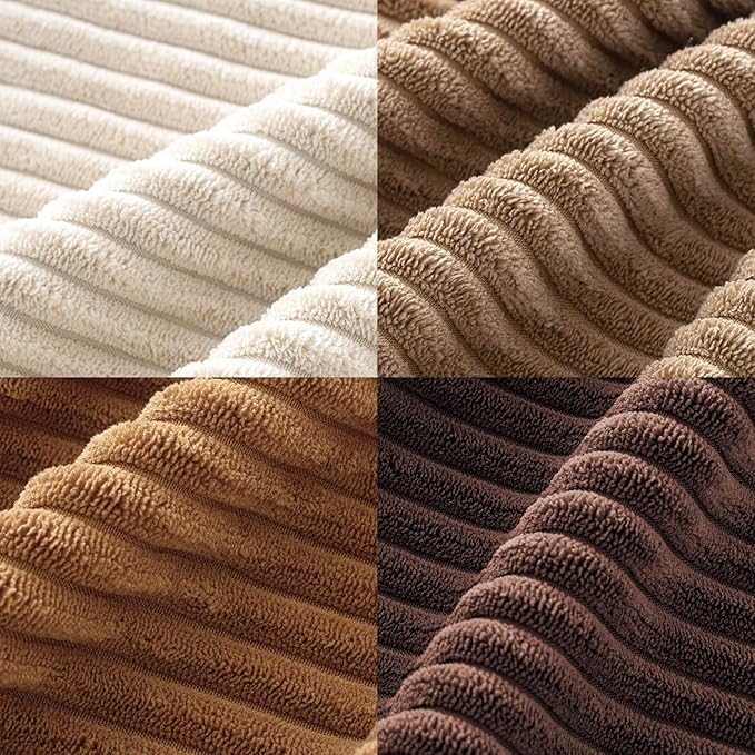 MIULEE Boho Farmhouse Throw Pillow Covers 20x20 Inch Set of 4 Rustic Mordern Neutral Cushion Covers Soft Corduroy Nordic Home Decor for Couch Bed Sofa Living Room Brown