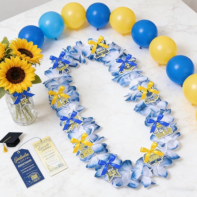 Leis for Graduation 2026, Artificial Flower Wreath with Cards Graduation Lays Gifts, Congrats Grad for High School