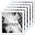 KTKDE 12x12 Picture Frame Set of 5, Wooden frames White, Wall Hanging Display, Best Square Photo Frame Studio Gallery for Photos, Posters & Art Prints