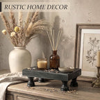 EOSAHR Stylish Rustic Pine Wood Riser Display Stand for Home Decor - Boho Pedestal Stand Can be used as Plant Stand & Cake Stand - Farmhouse Decor Bathroom Accessories Essentials(Old Black)