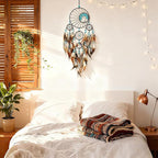 Dream Catchers,Large Dream Catcher for Bedroom Adult,Native American Boho Dreamcatcher Tree of Life Wall Decor with Turquoise Hanging Ornament Teen Dorm Room Decor Festival Gift (Brown)
