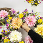 LLZLL Spring Wreaths for Front Door 22 Inch Spring Wreath Artificial Summer Wreath with Colorful Dahlia Daisy and Forsythia for Farmhouse Home Holiday Decorations