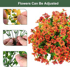 Artificial Flowers for Outdoor, UV Resistant Fake Silk Flowers, Realistic Faux Plants for Outside Indoor Porch Patio Window Box Planter Home Decor (16, Orange)