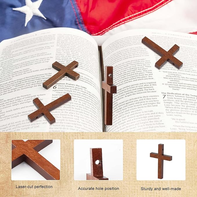 Yomirduy 50 Pack Wooden Crosses, Wall Crosses Small wooden Crosses for Crafts, Small Crosses, Easter Egg Fillers
