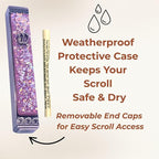 Sparkling Art Glass Mezuzah - Easy Mount Indoor or Outdoor - Weatherproof Metal Case - Gift Box and Non-Kosher Scroll Included - Hand Made in USA - Guaranteed for Life! (Opal Plum)