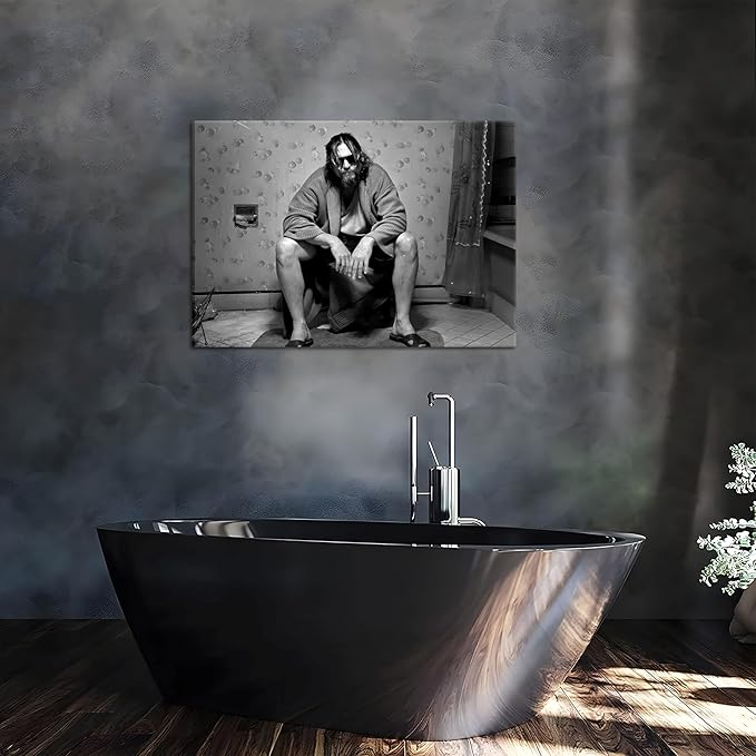 Funny Bathroom Wall Decor for Room Aesthetics - 90s Movie Posters Black and White Wall Art, Toilet Humour Amusing Cool Wall Art Funny Bathroom Signs 16x24 in