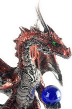 Ain't it Nice Dragon Statue with Medieval Dragon Sword and Crystal Ball Collectible Dragon Figurine Fantasy Medieval Dragon Décor, Red 4(L) 2(W) 7(H) inches