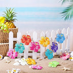 Maitys 36 Pcs Spring Flower Ornaments for Tree Hawaiian Wooden Flower Decorate Wooden Hibiscus Daisy Hanging Decor for Birthday Wedding Baby Shower Themed Summer Holiday Party Decoration(Hibiscus)