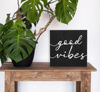 SRADMO Black and White Wood Box Sign Desk Decor, Inspirational Desk Decor Wooden Block Box Sign Decoration For Home Office Shelf Table, 8x8 Inches