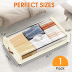 Under Bed Storage with Wheels 1Pack Underbed Storage with Clear Window&Label Under Bed Drawers Large Capacity Rolling Under Bed Storage for Clothes,Shoes, Blankets (Beige)