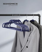 SONGMICS Clothes Hangers, Pack of 50 Plastic Coat Hangers, Space-Saving, Dark Blue Ash and Light Blue Ash UCRP050C05