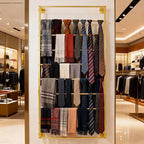 10-Layer Wall Mounted Display Rack, Tie & Scarf Rack Belt Towel Holder Wrapping Paper Ribbon Organizer Metal Shelving Scarves Belts Necktie Hijab Stand for Home, Retail Stores, Flower Shop