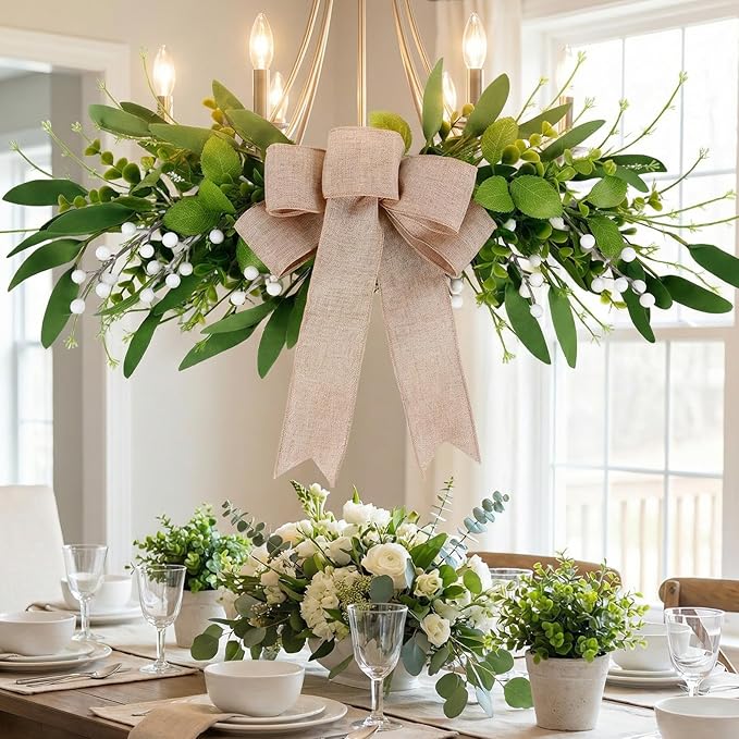 Floral Swag Artificial Green Eucalyptus Swag with Olives Leaves Mixed Berry Front Door Twigs Leaves Greenery Decorative Swag for Farmhouse Wedding Arch Party Wall Home Indoor Outdoor Holiday Decor