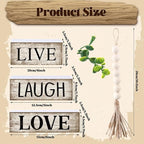 Yuntau 5 Pcs Rustic Farmhouse Tiered Tray Farmhouse Fake Books Decoration Life Laugh Love Wooden Tabletop Decor Love Block Decor Wood Block Sign Gift Centerpiece for Shelf Coffee Mantle Kitchen Table