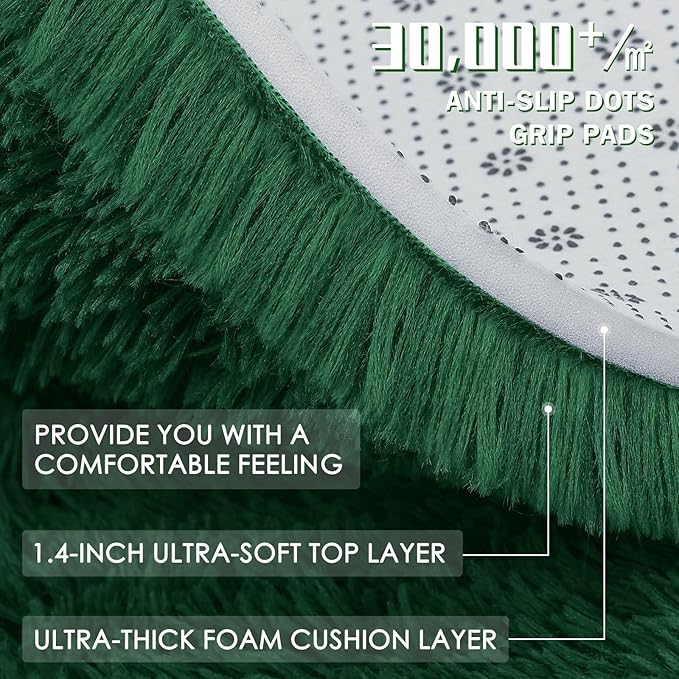 OLANLY 6x9 Machine Washable Large Area Rugs for Living Room, Bedroom, Soft Fluffy Shaggy Bedside Rug, Indoor Floor Carpet for Kids Girls and Boys, Dorms, Nursery, Home Decor Aesthetic, Dark Green