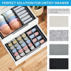Drawer Organizer Clothes - Foldable Underwear Organizer and Sock Organizer, Bra organizer Fabric Dresser Drawer Organizer Divider for Socks, Bra, Underwear, Tie, 12 Pack, Grey