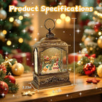 Christmas Snow Globes, Light Up Snow Globe with 6H Music Timer, Auto Snowfall, USB or Battery Powered, Christmas Globe with Santa Snow Globe Scene, Indoor Christmas Decorations for Home, Retro Gold