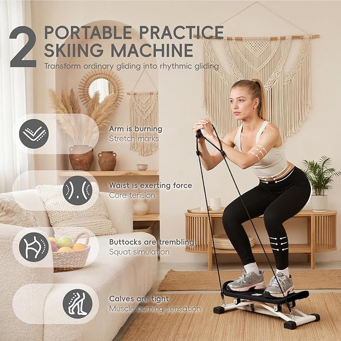 Ski Balancing Machine with LCD Display, Adult Balance Board Trainer Heavy Duty Ski Exercise Machine, Side to Side Core Stability Equipment Low Impact Full Body Cardio Workout Trainer