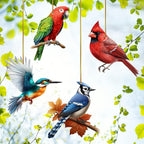 Color Bird Acrylic Hanging Ornament - 8Pcs Spring Colorful Cardinal Christmas Tree Ornaments, Flying Bird Ornament Ceiling Xmas Decoration Tote Car Interior Charms Gift for Men Women