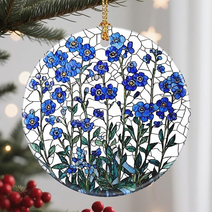 Flower Hanging Ornament, Christmas Ornaments, Xmas Decorations for Tree, Ornaments for Christmas Tree, Holiday Ornament, Flower Themed Gifts, Holiday Party Gifts, and Xmas Gift Ideas - Forget-Me-Not