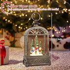 Christmas Snow Globe Lantern,Christmas Decorations Indoor for Home,with 6 Hour Timer Musical Snow Globes,Battery Or USB Powered Swirling Glitter Lantern Christmas Decor Gifts,Snowman Family
