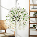 33.5" Bougainvillea Artificial Flowers Fake White Flowers, UV Resistant Long Sprays Artificial Bougainvillea Flowers for Indoor & Outdoor Decor, 3PCS Faux Hanging Flower for Home Room Wedding Porch