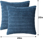 Aegero Pack of 2 Corduroy Decorative Throw Pillow Covers 20x20 InchSoft Boho Striped Pillow Covers Modern Farmhouse Home Decor for Sofa Living Room Couch Bed（Teal）