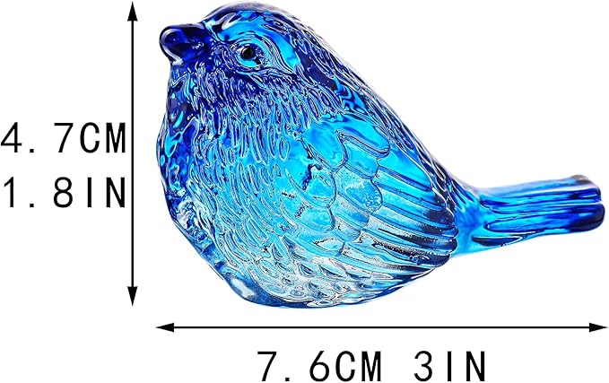 H&D HYALINE & DORA Blue Glass Bird Figurines Bird Gifts for Bird Lovers Women Crystal Glass Animal Figurine Collectible for Home Shelf Decor