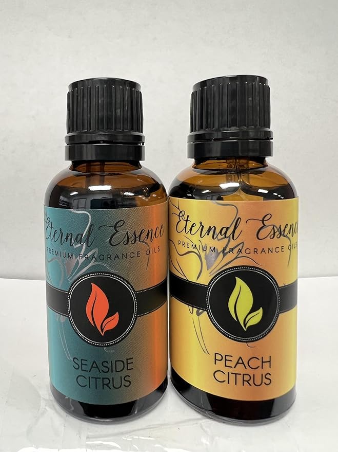 Eternal Essence Oils 2 Pack 30ml Premium Fragrance Oil - Peach Citrus & Seaside Citrus - for Candle, Soap Making, Aromatherapy, Diffusers, Home Care, & Humidifiers