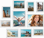 Vittanly Picture Frames Set of 10, Picture Frames Collage Wall Decor with Two 8x10, Four 5x7, and Four 4x6 Photo Frames, Gallery Wall Frame Set for Wall or Tabletop Display, Silver