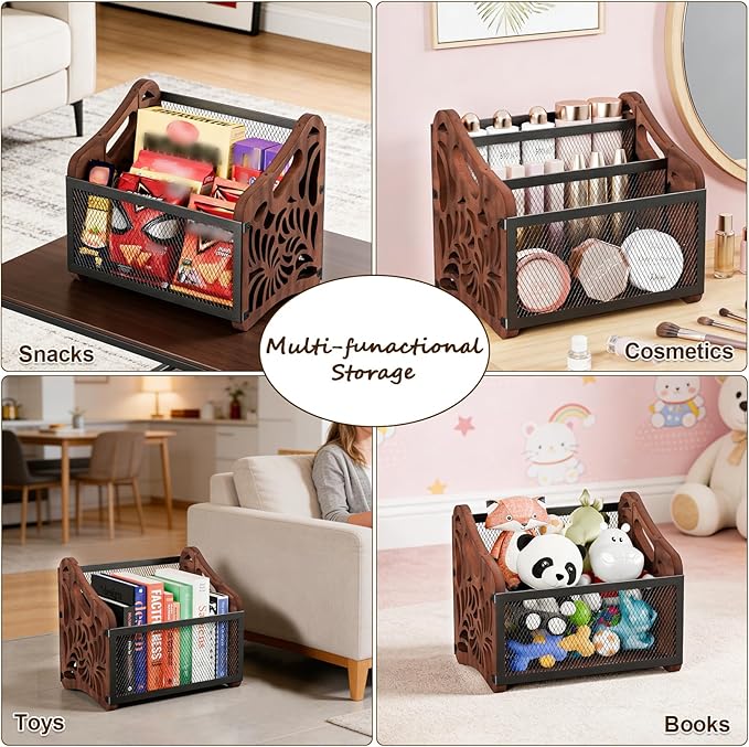 Magazine Holder,3-Compartment Magazine Rack Floor,Wood Magazines File Holder Organizer,Rustic Magazines Storage Basket for Books,Newspapers,Mails,Files