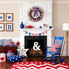 zjlmit 22 Inch 4th of July Wreath with Grapevine Base - Red White and Blue Berry Patriotic Wreath with Hanging Loop for Front Door, Independence Day & Memorial Day Decor